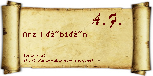 Arz Fábián névjegykártya